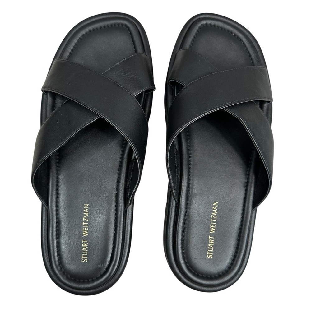 Stuart Weitzman Elodie Leather Slide Sandals